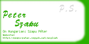 peter szapu business card